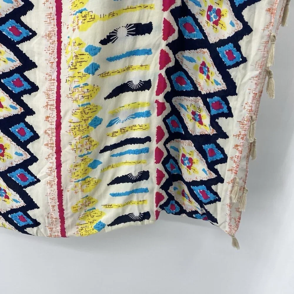 Pretty Persuasions Infinity Loop Scarf Rayon Tassel Hem Printed Boho Geometric